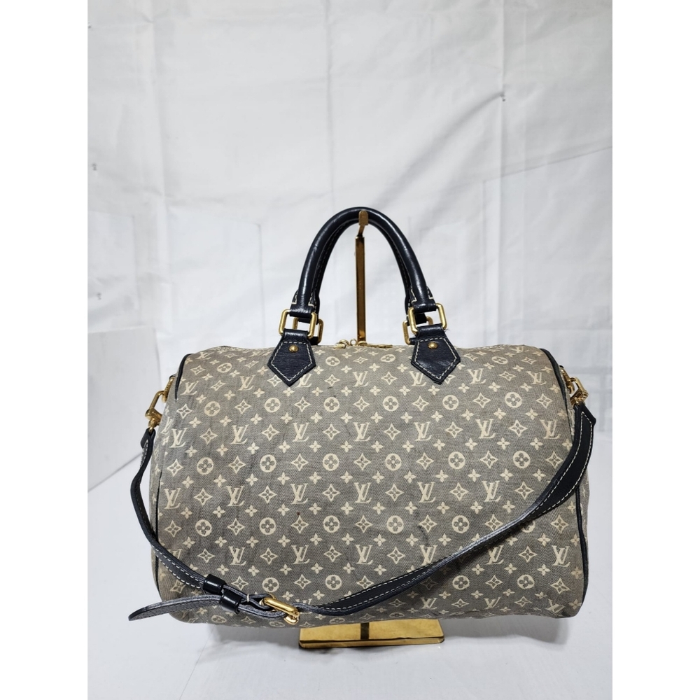 LOUIS VUITTON Encre Idylle Monogram Speedy 30 Bandouliere Satchel Bag Black/Grey